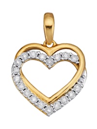 Herz-Anhänger mit Diamanten in Gelbgold/Weißgold 375