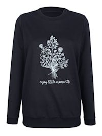 Sweatshirt med blomtryck