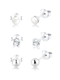Ohrringe Set Kugel Perle  Kristalle 925 Silber