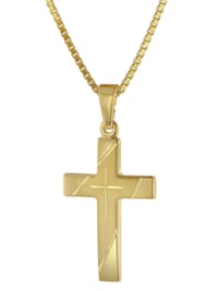 Kreuz Anhänger Gold 333 mit goldplattierter Silberkette