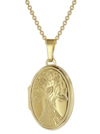Medaillon mit Kette Gold plattiertes 925 Silber
