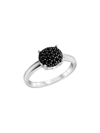 Ring 925 Silber rhodiniert weiß + schwarz 925/- Sterling Silber Zirkonia schwarz Glänzend