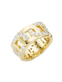 Ring mit weißen Zirkonia, vergoldet, Silber 925