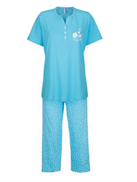 Pyjamas med blommigt mönstrad byxa