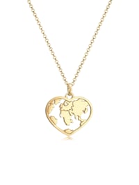 Halskette Herz Weltkugel Globus Erbskette Trend 925 Silber