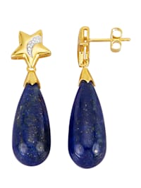 Boucles d'oreilles en argent 925, avec lapis-lazuli et zirconia