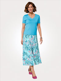 Jersey skirt with a tropical print