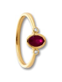 0.02 ct  Diamant Brillant Rubin Ring aus 585 Gelbgold
