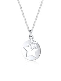Halskette Sterne Astro Münze Cut Out 925 Sterling Silber