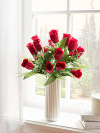 Bouquet de roses dans vase