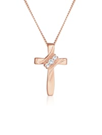 Halskette Kreuz Symbol Kristalle 925 Silber