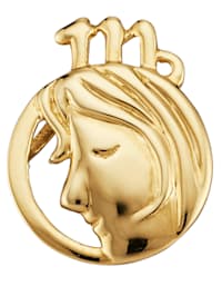 Pendentif Signe du zodiaque Vierge, en or jaune 375