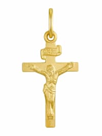 Motivanhänger für Damen und Herren, Unisex, Gold 375 | Kreuz mit Corpus