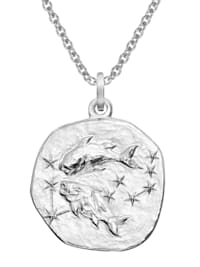 Sternzeichen Fische Ø 20 mm und Halskette 925 Silber
