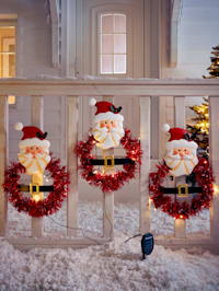 Lot de 3 décorations de clôture Pères Noël