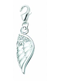 925 Silber Charms Anhänger Flügel mit Zirkonia - Set mit Halskette