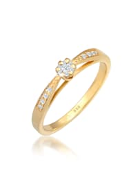Ring Verlobung Diamant (0.085 Ct.) Blume 585 Gelbgold