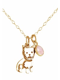 Halskette mit Anhänger Yorkshire Terrier Hund Rosenquarz