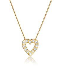 Halskette Herz Klassisch Diamant (0.18 Ct.) 585 Gelbgold