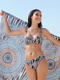 Bikini in Zebradessin mit türkisfarbener Bordüre