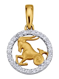 Pendentif -Signe du zodiaque- Capricorne en or jaune 585, avec diamants