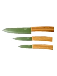 3tlg. Keramik-Messerset 'CeraVegan' mit pflanzlicher Keramik-Antihaftbeschichtung auf Basis von Avocado-Öl