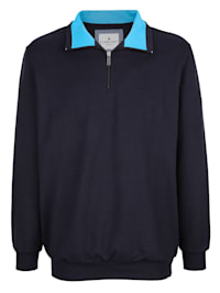 Sweatshirt met contrastkleurige binnenkant kraag