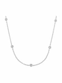Halskette für Damen, 925 Sterling Silber, (synth.) Zirkonia
