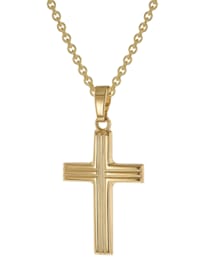 Kreuz-Anhänger Gold 585 / 14K mit vergoldeter Silber-Halskette