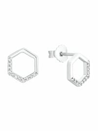 Ohrstecker für Damen, 925 Sterling Silber | Hexagon