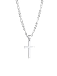 Halskette Herren Figarokette Kreuz 925 Silber