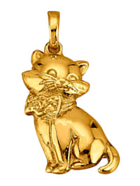 Katzen-Anhänger in Silber 925, vergoldet