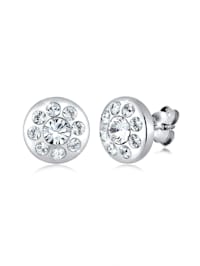 Ohrringe Kreis Elegant Kristalle Funkelnd Silber