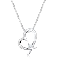 Halskette Herz Verbunden Diamant (0.03 Ct.) 925 Silber