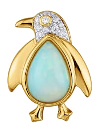 Hanger Pinguïn met opaal, zilver