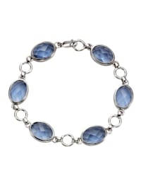 Armband 925/- Sterling Silber Quarz (beh.) blau 20,5cm Glänzend