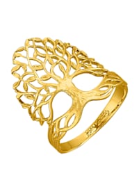 Lebensbaum-Ring in Gelbgold 375