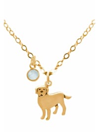 Halskette mit Anhänger Labrador Golden Retriever Hund Chalcedon
