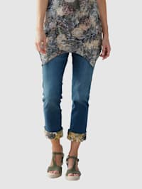 Capri-jeans met gedessineerde pijpzoom