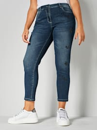 Jeans met paillettenborduursels