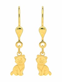 1 Paar 585 Gold Ohrringe / Ohrhänger Katze