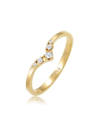 Ring Verlobungsring V-Form Diamant 0.07 Ct 585 Gelbgold