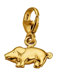 Glücksschwein-Einhänger in Gelbgold 375