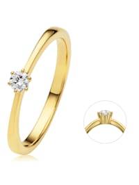 0.1 ct  Diamant Brillant Ring aus 585 Gelbgold