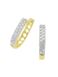 Creolen 585/- Gold Diamant weiß Diamant 1,8cm Glänzend 0,20 Karat