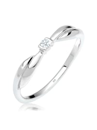 Ring Schleife Verlobung Diamant 0.03 Ct. 925 Silber
