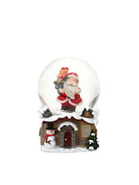 Schneekugel, 2-fach sortiert, 1 Stück Santa auf Haussockel