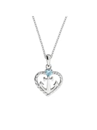 Halskette 925/- Sterling Silber Zirkonia blau 45cm Glänzend