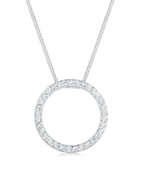 Halskette Kreis Geo Trend  Kristalle 925 Silber