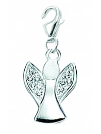 925 Silber Charms Anhänger Engel mit Zirkonia - Set mit Halskette